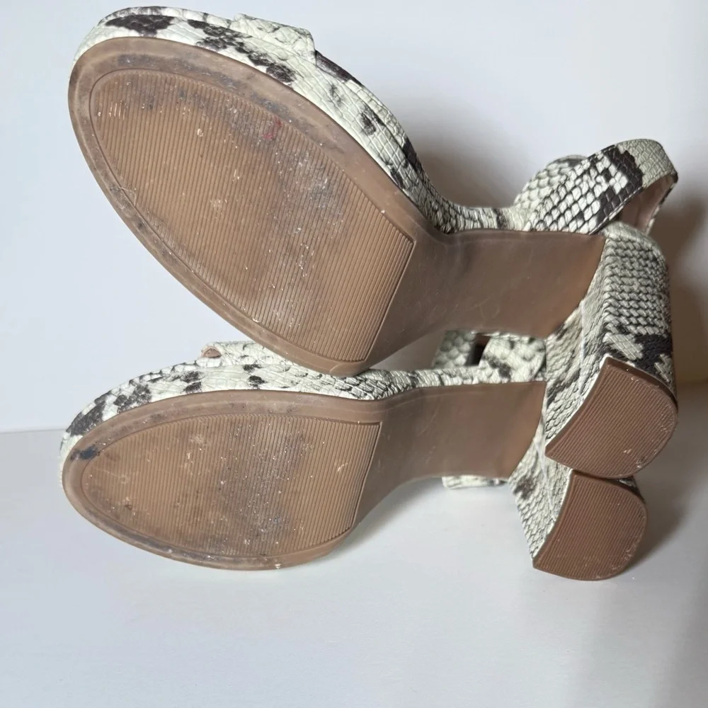 Mix No. 6 Black and Cream Snake Print Heels